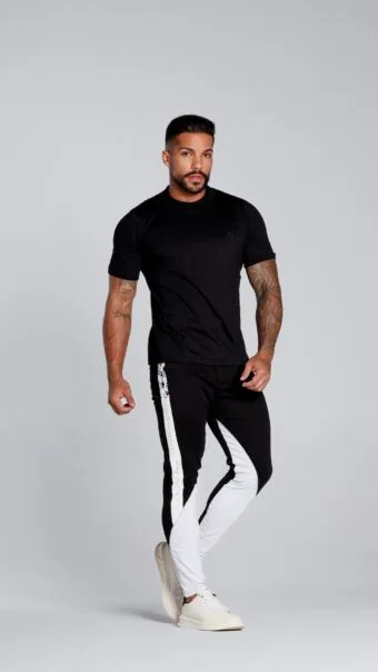 Calça Engenharia Preta Com Branco Silk Lateral E Acessórios Branco.