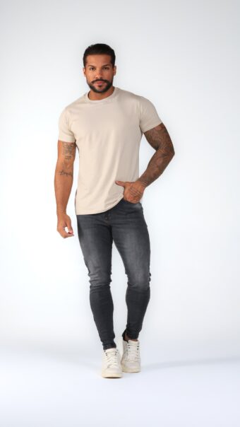 Calça Jeans Escura com Stone