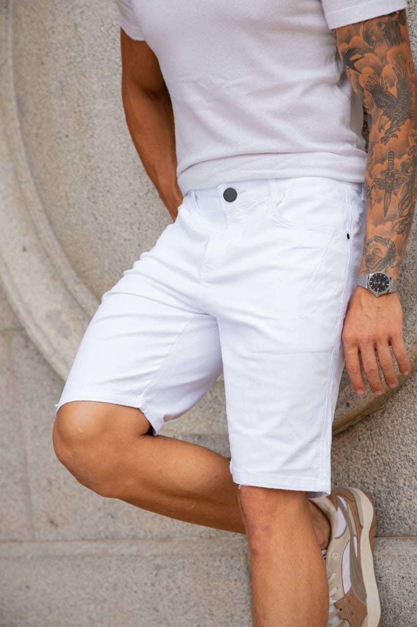 BERMUDA JEANS BÁSICA BRANCA - Imagem 4