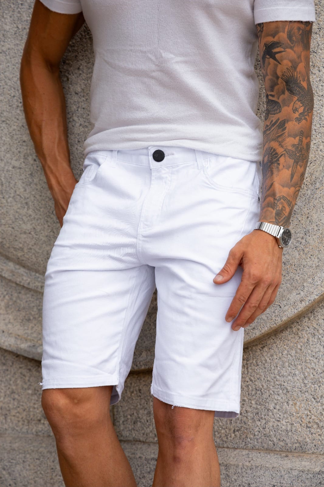 BERMUDA JEANS BÁSICA BRANCA - Imagem 3