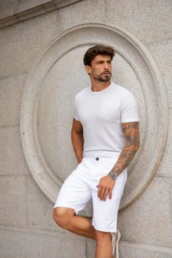 BERMUDA JEANS BÁSICA BRANCA