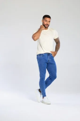 CALÇA JEANS SLIM AZUL MÉDIO