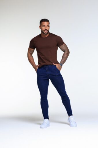 CALÇA JEANS SKINNY MODELO ALFAIATARIA AZUL ESCURO