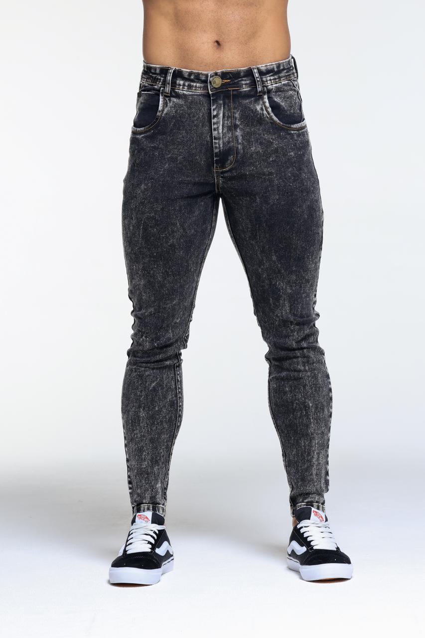 CALÇA JEANS SKINNY ESTONADO PRETA - Imagem 3