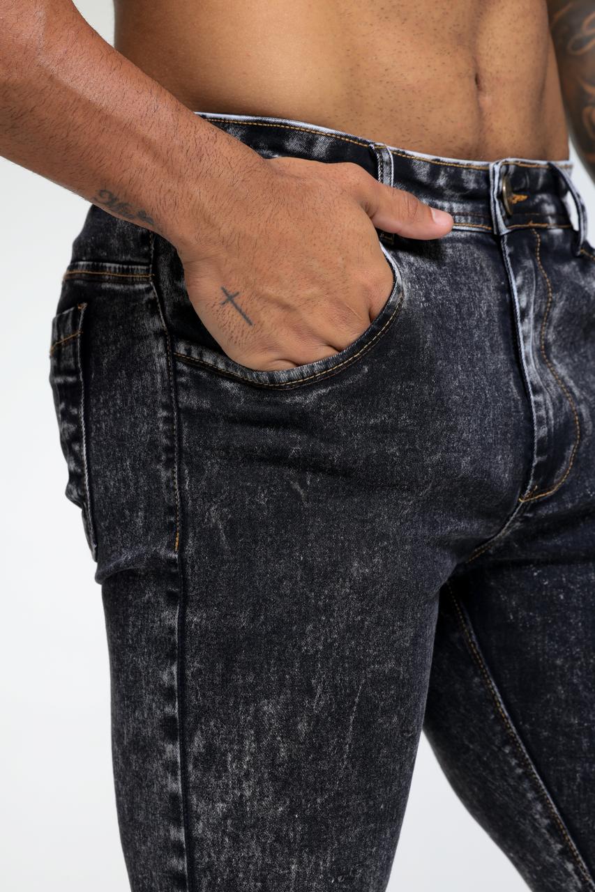 CALÇA JEANS SKINNY ESTONADO PRETA - Imagem 5