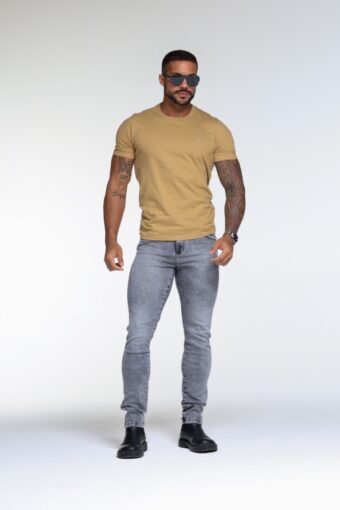CALÇA JEANS SLIM MARMORIZADA MÉDIA