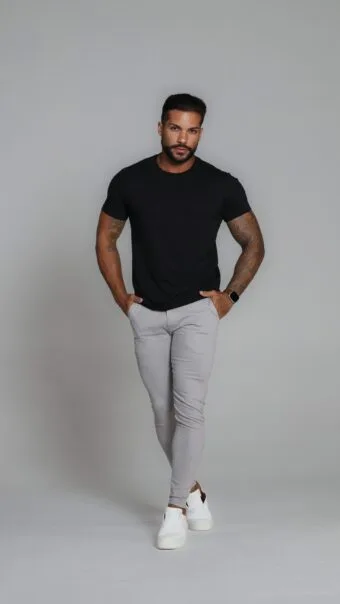 Calça Alfaiataria Cinza.