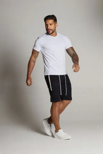 BERMUDA JEANS COM FITA DOURADA
